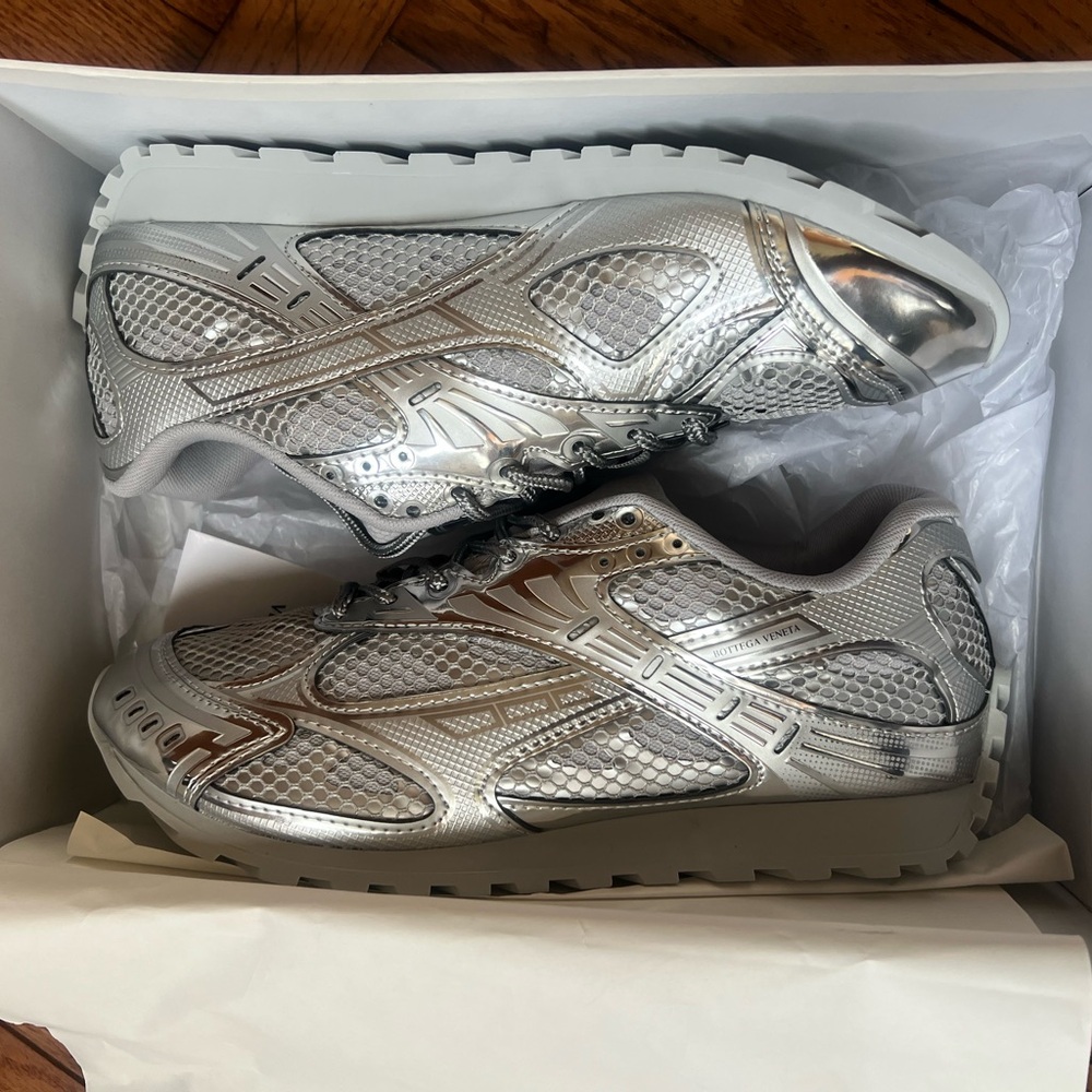 Bottega Veneta Orbits Metallic Silver Sneakers
